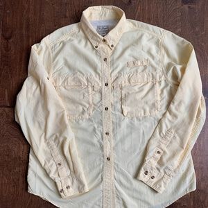 LL Bean Long Sleeve Button Down Vented Hiking Fishing Shirt Womens L Yellow